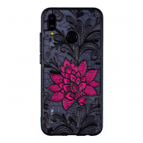 Plastový kryt velká květina s krajkou pro Huawei P20 Lite - černý