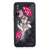 Plastový embosovaný kryt Zářivý květ pro Huawei P20 Pro - černý