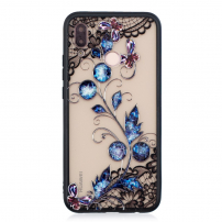 Plastový embosovaný kryt Motýl a rostlina pro Huawei P20 Lite - transparentní