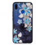 Plastový embosovaný kryt modré květiny pro Huawei Nova 3i - transparentní