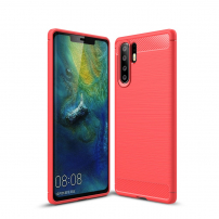 Plastový kryt s broušenou texturou pro Huawei P30 Pro - červený