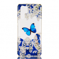Plastový kryt modrý motýl pro Huawei P30 Pro - transparentní
