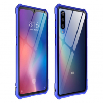 Kryt s kovovým rámečkem a tvrzeným sklem pro Xiaomi Mi 9 - modrý