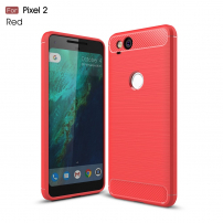 Plastový kryt s broušenou texturou pro Google Pixel 2 - červený